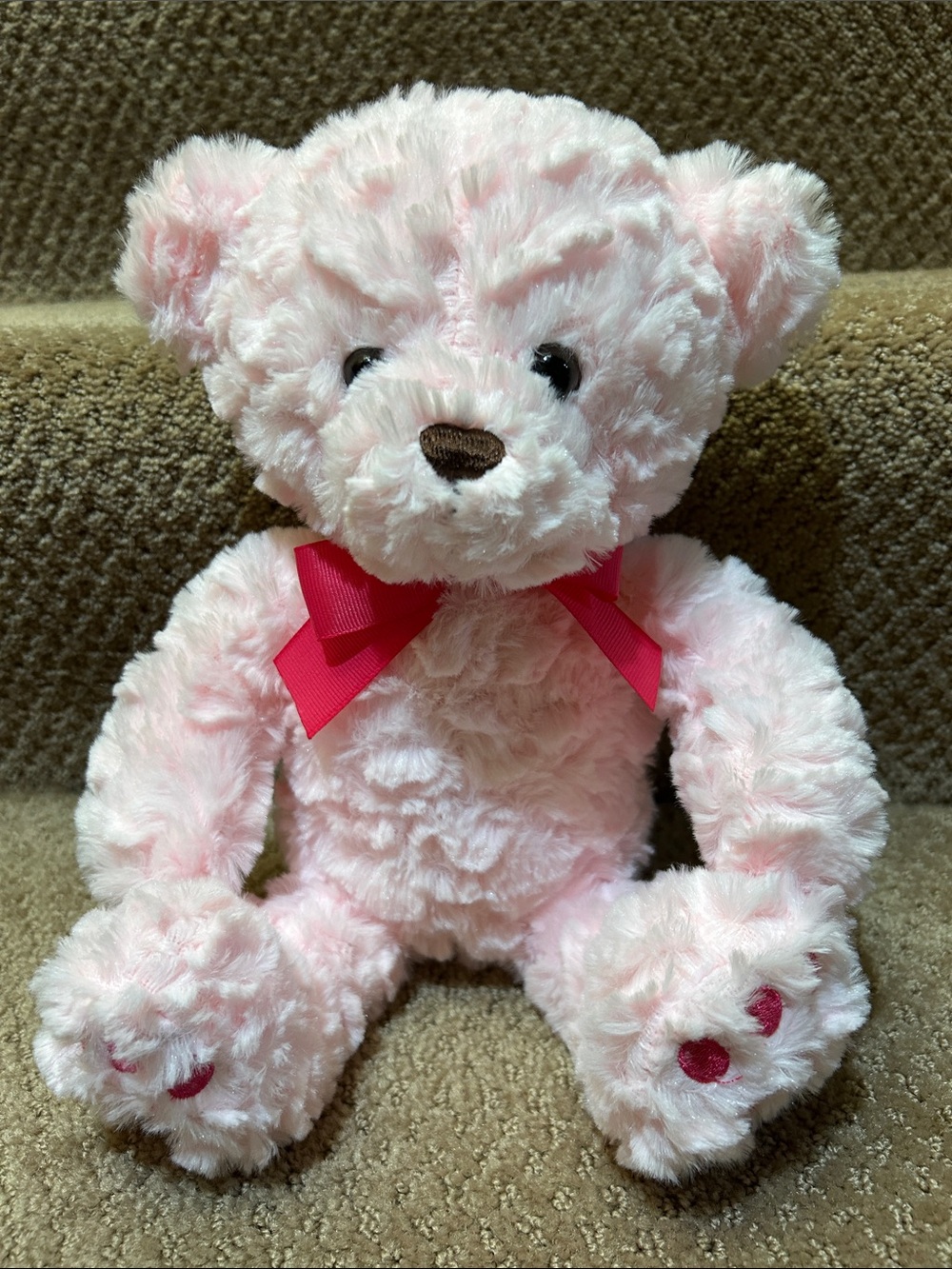 NEW DanDee Plush Pink Teddy Bear with Bow - super Soft Kids Toy lovey snuggly